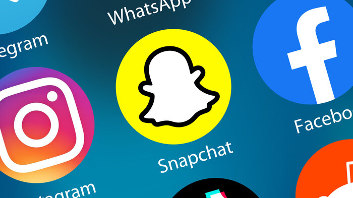 Bildet viser en mobilskjerm med Snapchat og andre ikoner.