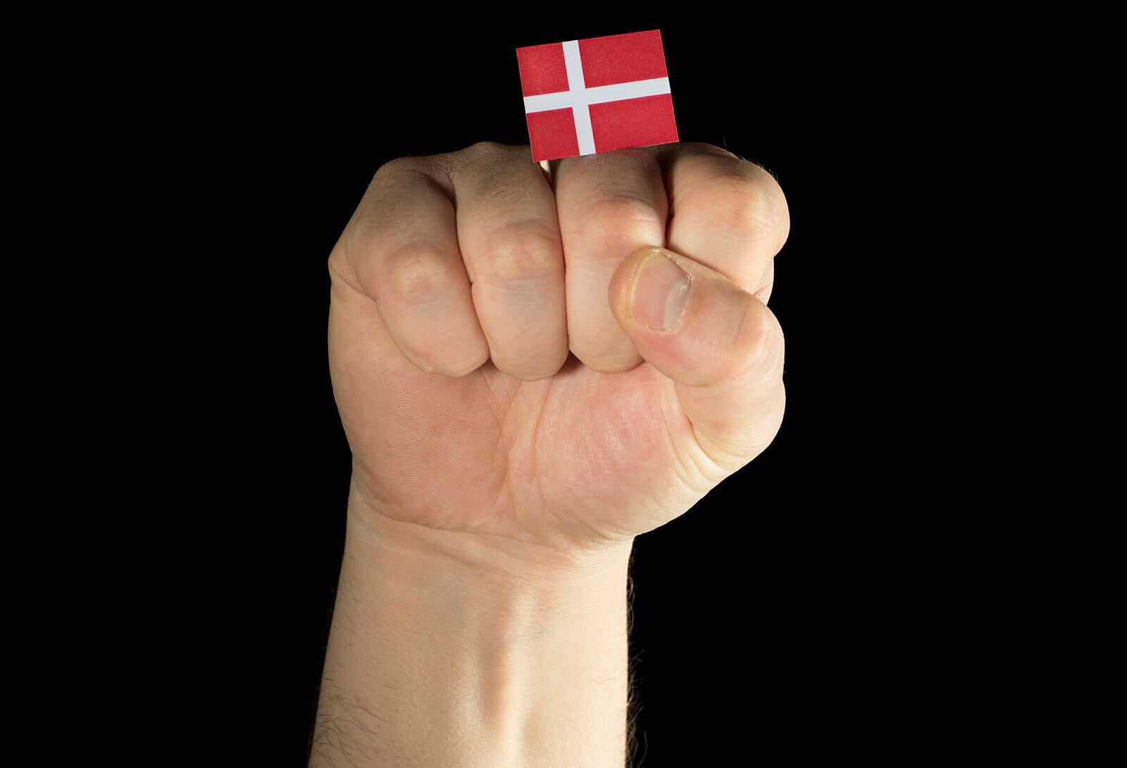 Knytteneve som holder et danskt flagg