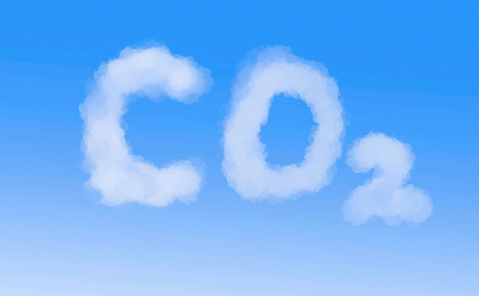 Himmel med skyer som staver CO2