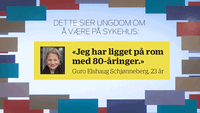 ungdom, ungdomshelse Animasjonen viser ungdom som forteller om erfaring fra sykehus.