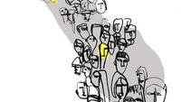 Illustrasjonen viser en folkemengde med fremhevede enkelthoder.